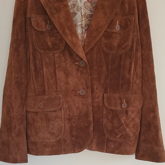 Danier Vintage Chestnut Brown Suede Blazer Country Feminine Jacket Sz 2XL - Picture 4 of 15